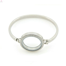 Jóia de prata lisa 7 &quot;-8&quot; polegadas pulseira de aço inoxidável medalhão &amp; bangle, clássico cuff bangle